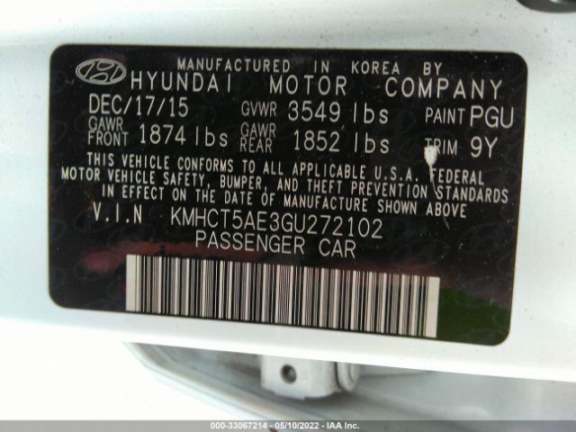 Photo 8 VIN: KMHCT5AE3GU272102 - HYUNDAI ACCENT 