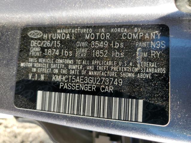 Photo 11 VIN: KMHCT5AE3GU273749 - HYUNDAI ACCENT SE 