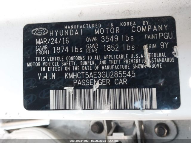 Photo 8 VIN: KMHCT5AE3GU285545 - HYUNDAI ACCENT 