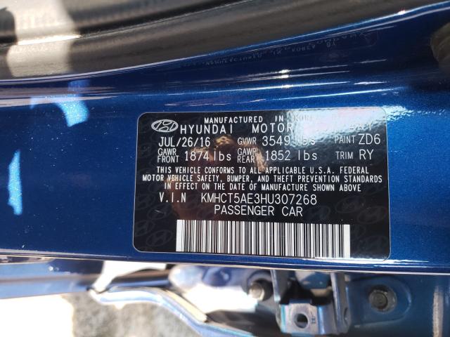 Photo 9 VIN: KMHCT5AE3HU307268 - HYUNDAI ACCENT SE 