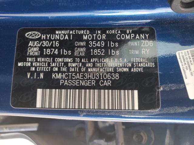 Photo 9 VIN: KMHCT5AE3HU310638 - HYUNDAI ACCENT SE 