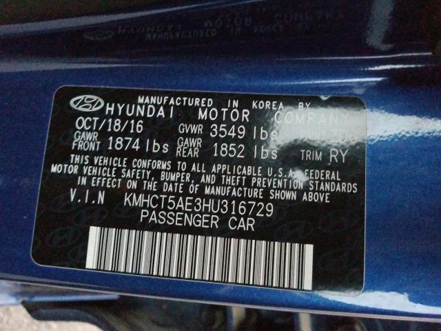 Photo 9 VIN: KMHCT5AE3HU316729 - HYUNDAI ACCENT SE 