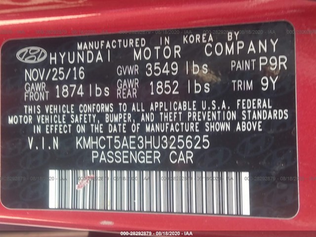 Photo 8 VIN: KMHCT5AE3HU325625 - HYUNDAI ACCENT 