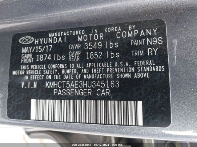 Photo 8 VIN: KMHCT5AE3HU345163 - HYUNDAI ACCENT 