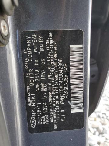 Photo 11 VIN: KMHCT5AE4CU042398 - HYUNDAI ACCENT 