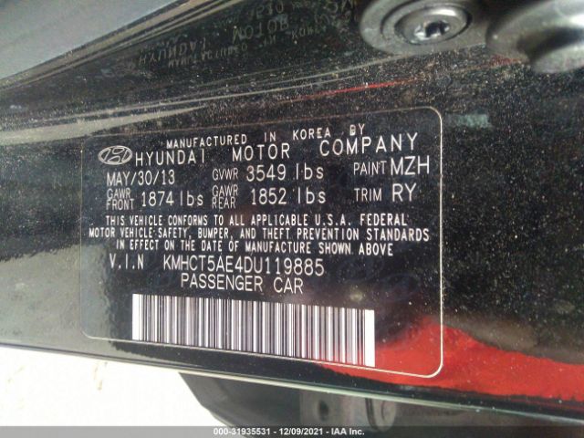 Photo 8 VIN: KMHCT5AE4DU119885 - HYUNDAI ACCENT 