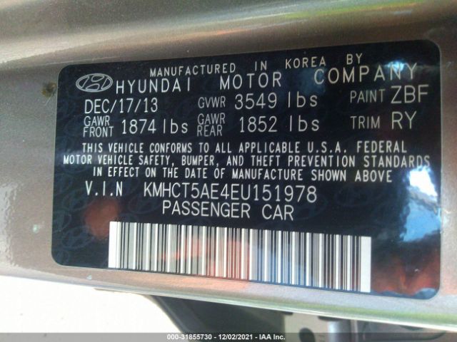 Photo 8 VIN: KMHCT5AE4EU151978 - HYUNDAI ACCENT 