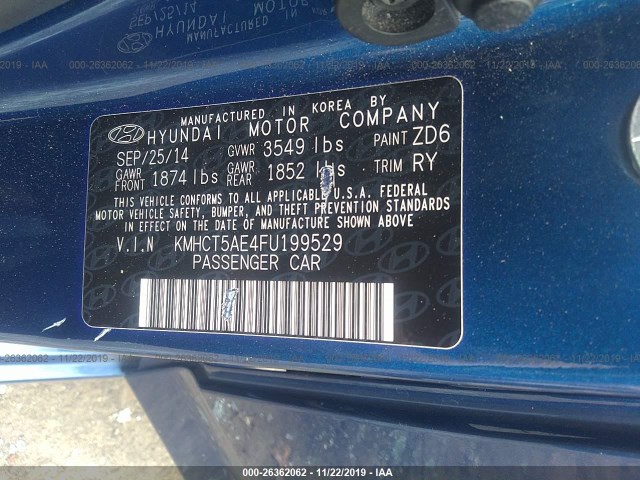 Photo 8 VIN: KMHCT5AE4FU199529 - HYUNDAI ACCENT 