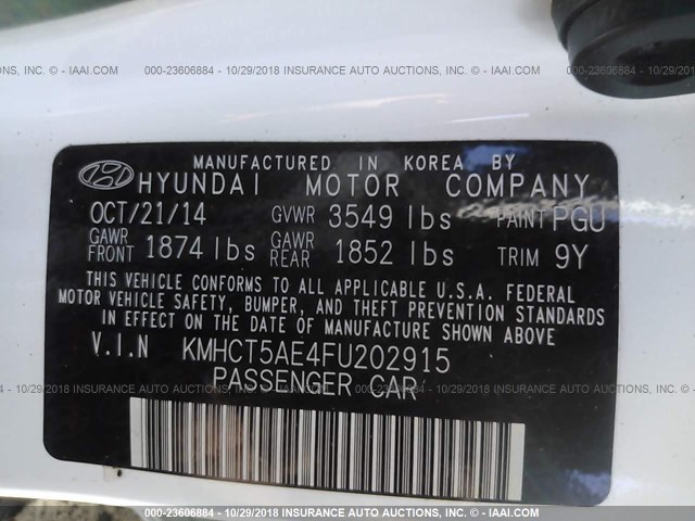 Photo 8 VIN: KMHCT5AE4FU202915 - HYUNDAI ACCENT 