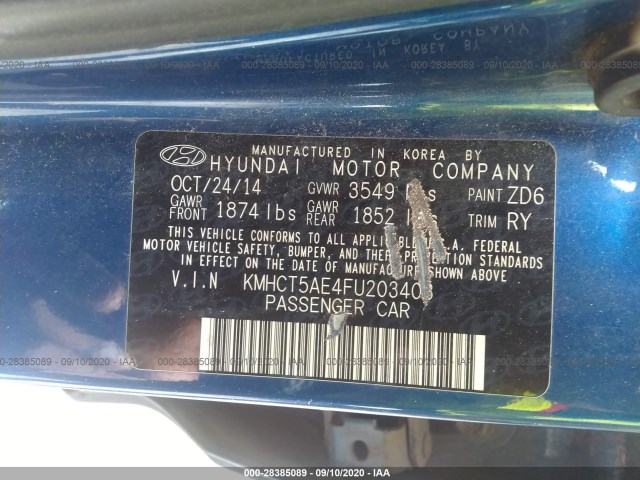 Photo 8 VIN: KMHCT5AE4FU203403 - HYUNDAI ACCENT 