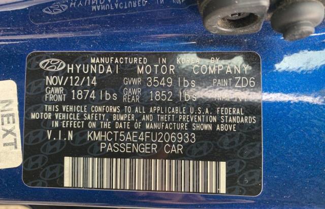 Photo 9 VIN: KMHCT5AE4FU206933 - HYUNDAI ACCENT GS 