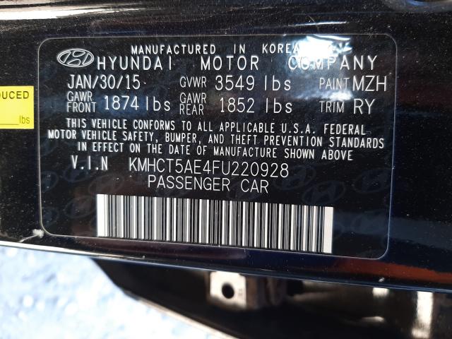 Photo 9 VIN: KMHCT5AE4FU220928 - HYUNDAI ACCENT 