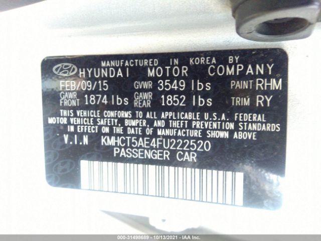 Photo 8 VIN: KMHCT5AE4FU222520 - HYUNDAI ACCENT 