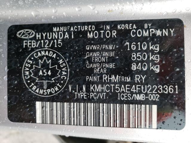 Photo 9 VIN: KMHCT5AE4FU223361 - HYUNDAI ACCENT 