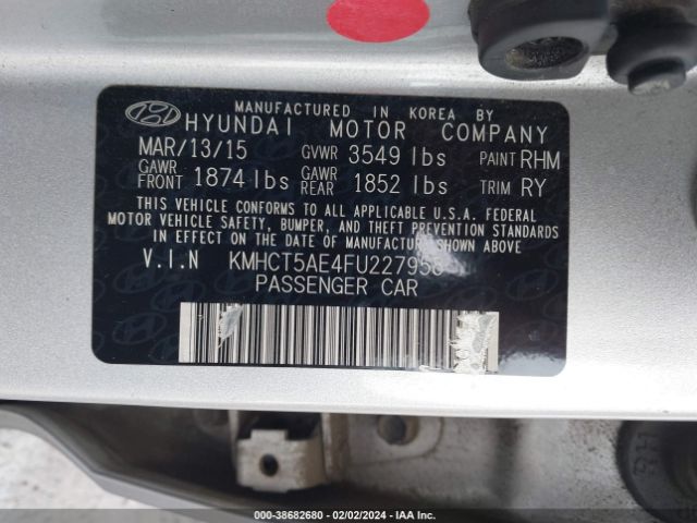 Photo 8 VIN: KMHCT5AE4FU227958 - HYUNDAI ACCENT 