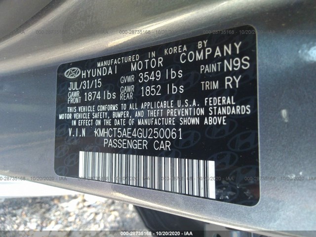 Photo 8 VIN: KMHCT5AE4GU250061 - HYUNDAI ACCENT 