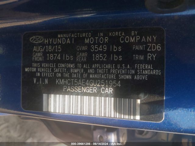 Photo 8 VIN: KMHCT5AE4GU251954 - HYUNDAI ACCENT 