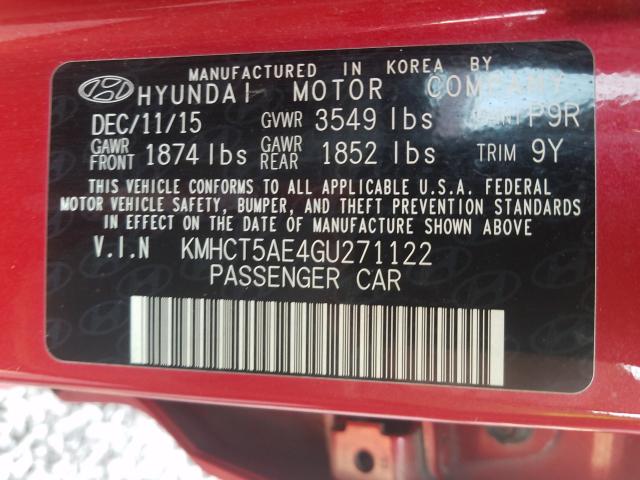 Photo 9 VIN: KMHCT5AE4GU271122 - HYUNDAI ACCENT SE 