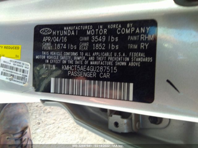 Photo 8 VIN: KMHCT5AE4GU287515 - HYUNDAI ACCENT 