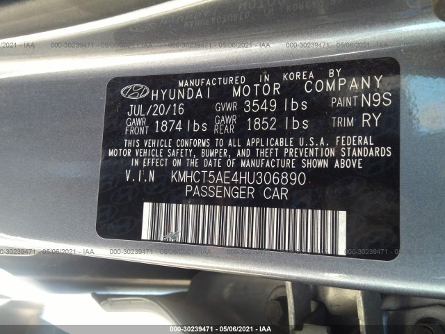 Photo 8 VIN: KMHCT5AE4HU306890 - HYUNDAI ACCENT 