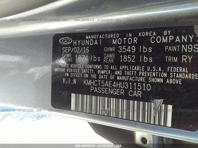 Photo 8 VIN: KMHCT5AE4HU311510 - HYUNDAI ACCENT 