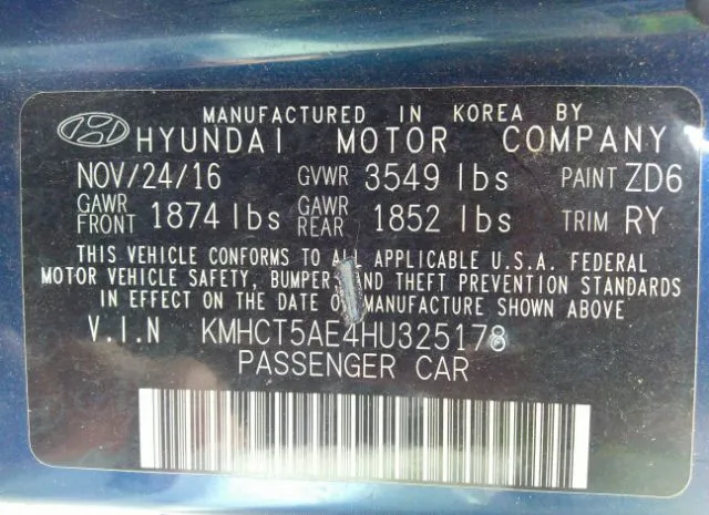 Photo 8 VIN: KMHCT5AE4HU325178 - HYUNDAI ACCENT 