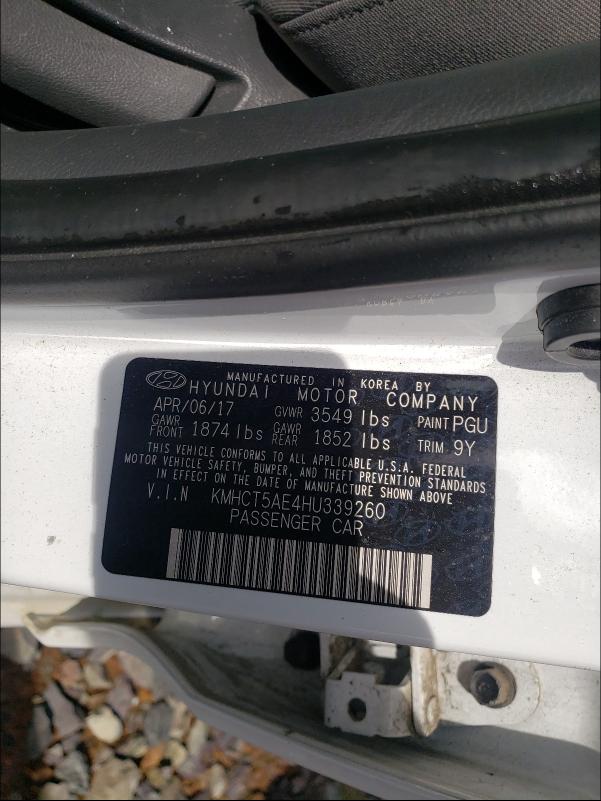 Photo 9 VIN: KMHCT5AE4HU339260 - HYUNDAI ACCENT SE 