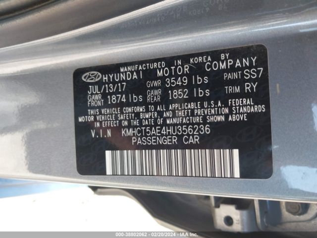 Photo 8 VIN: KMHCT5AE4HU356236 - HYUNDAI ACCENT 