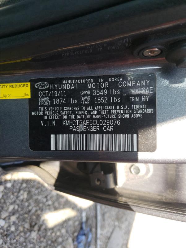 Photo 9 VIN: KMHCT5AE5CU029076 - HYUNDAI ACCENT GLS 