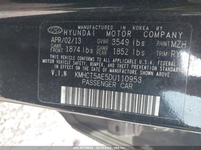 Photo 8 VIN: KMHCT5AE5DU110953 - HYUNDAI ACCENT 