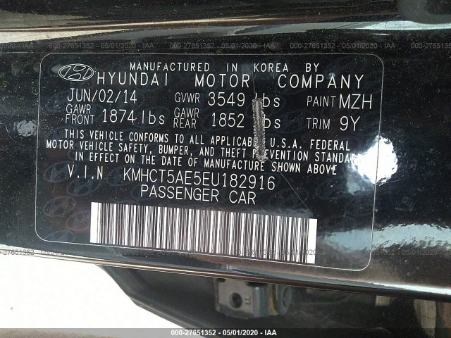 Photo 8 VIN: KMHCT5AE5EU182916 - HYUNDAI ACCENT 