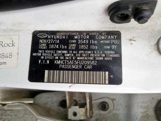 Photo 9 VIN: KMHCT5AE5FU209582 - HYUNDAI ACCENT GS 