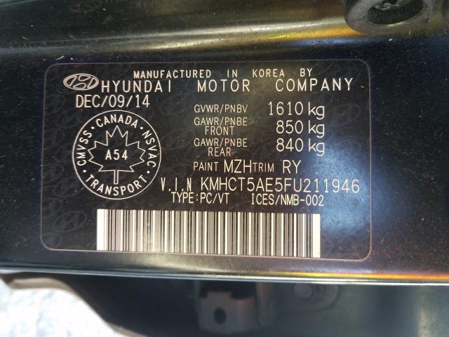 Photo 9 VIN: KMHCT5AE5FU211946 - HYUNDAI ACCENT GS 