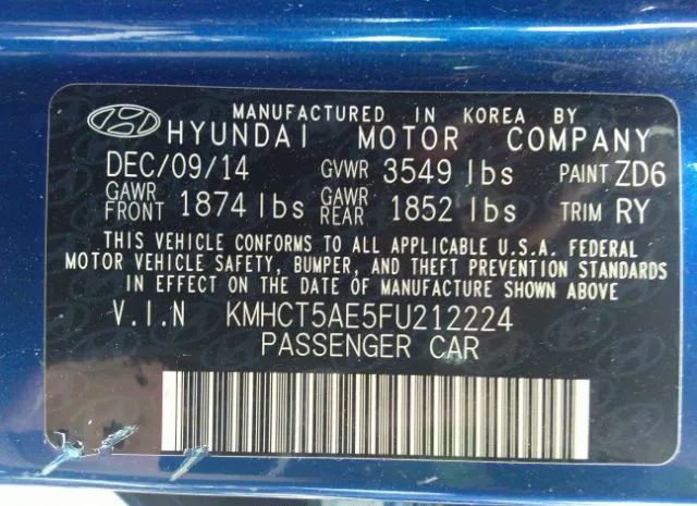 Photo 8 VIN: KMHCT5AE5FU212224 - HYUNDAI ACCENT 