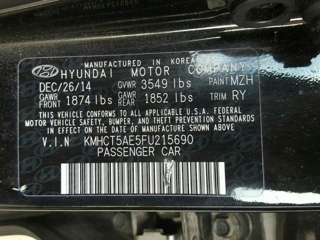 Photo 9 VIN: KMHCT5AE5FU215690 - HYUNDAI ACCENT 