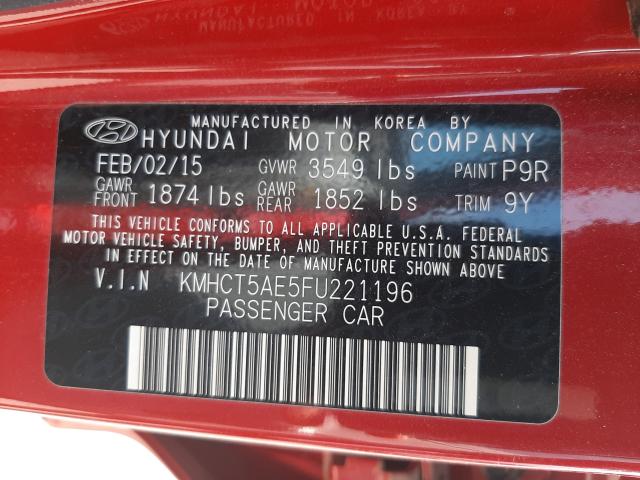 Photo 9 VIN: KMHCT5AE5FU221196 - HYUNDAI ACCENT GS 