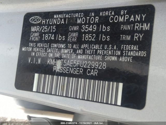 Photo 8 VIN: KMHCT5AE5FU229928 - HYUNDAI ACCENT 