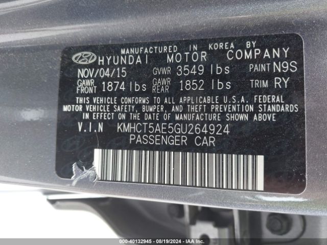 Photo 8 VIN: KMHCT5AE5GU264924 - HYUNDAI ACCENT 