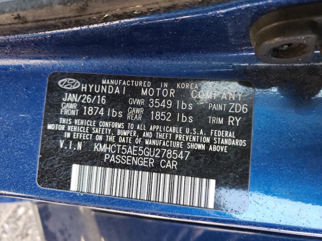 Photo 9 VIN: KMHCT5AE5GU278547 - HYUNDAI ACCENT 