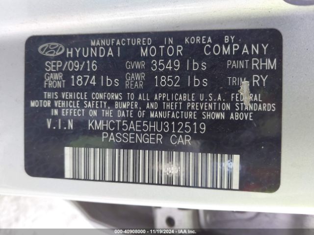 Photo 8 VIN: KMHCT5AE5HU312519 - HYUNDAI ACCENT 