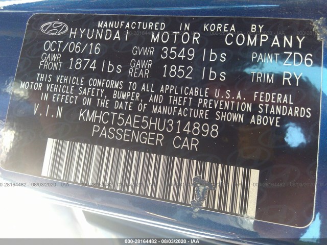 Photo 8 VIN: KMHCT5AE5HU314898 - HYUNDAI ACCENT 