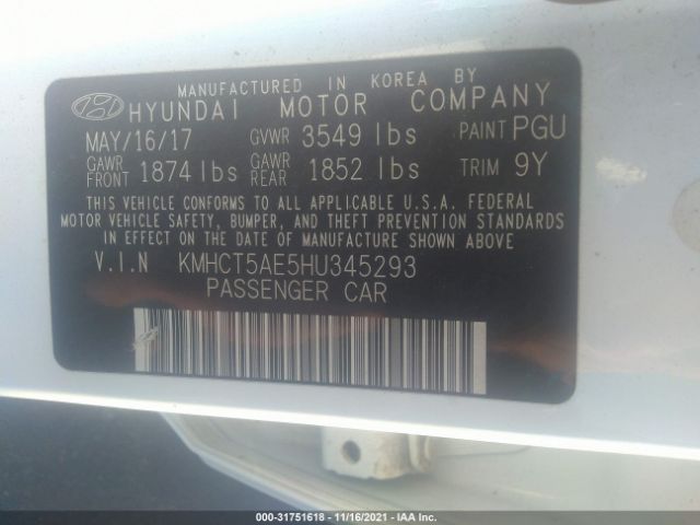 Photo 8 VIN: KMHCT5AE5HU345293 - HYUNDAI ACCENT 