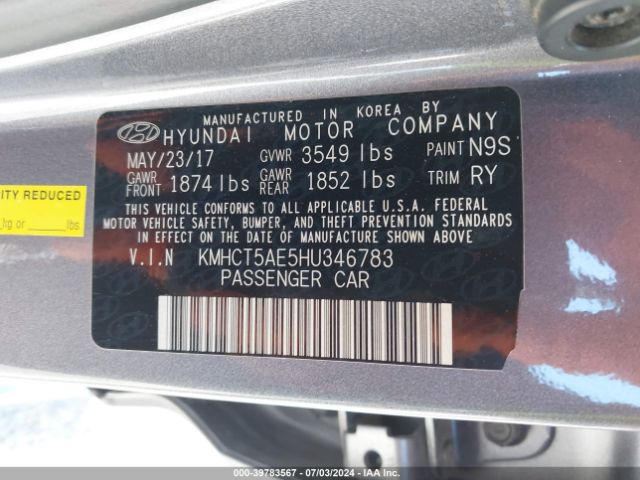 Photo 8 VIN: KMHCT5AE5HU346783 - HYUNDAI ACCENT 