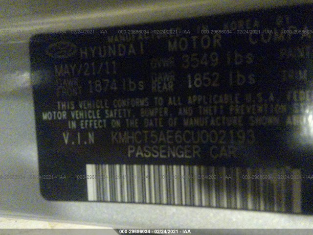 Photo 8 VIN: KMHCT5AE6CU002193 - HYUNDAI ACCENT 