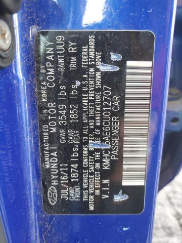 Photo 11 VIN: KMHCT5AE6CU012707 - HYUNDAI ACCENT GLS 