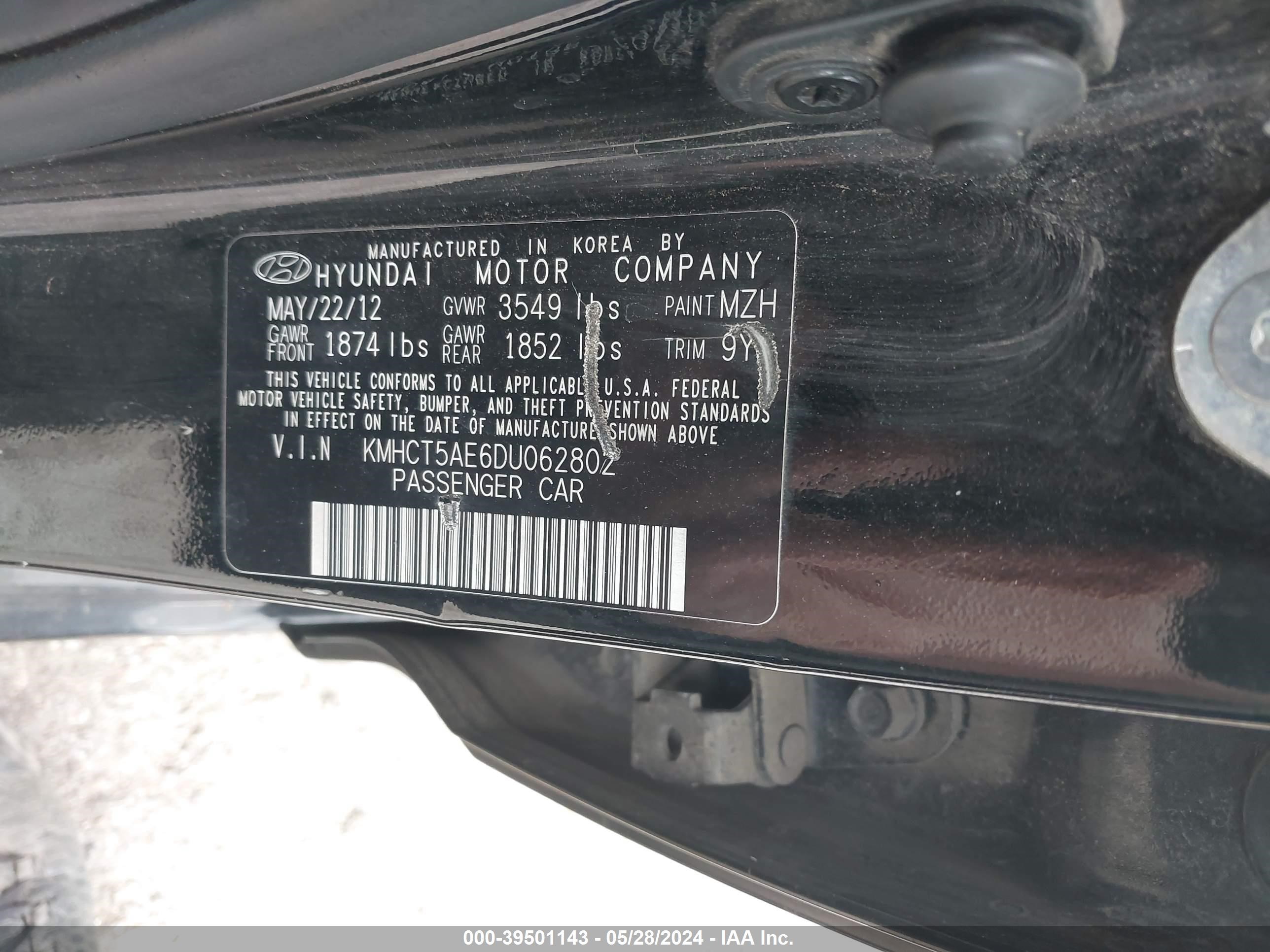 Photo 8 VIN: KMHCT5AE6DU062802 - HYUNDAI ACCENT 