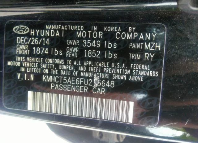 Photo 8 VIN: KMHCT5AE6FU215648 - HYUNDAI ACCENT 