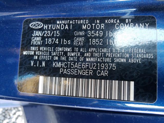 Photo 9 VIN: KMHCT5AE6FU219375 - HYUNDAI ACCENT GS 