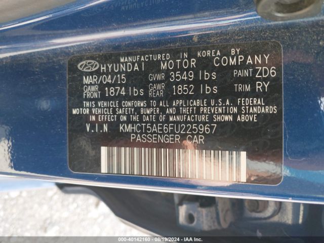 Photo 8 VIN: KMHCT5AE6FU225967 - HYUNDAI ACCENT 