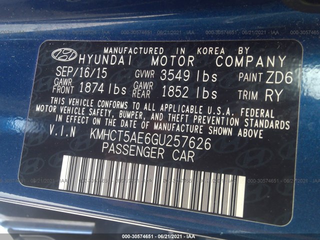 Photo 8 VIN: KMHCT5AE6GU257626 - HYUNDAI ACCENT 